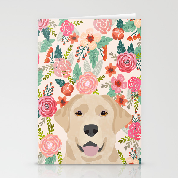 Labrador Retriever Yellow Lab Floral Pattern Cute Florals Dog Breed Pure Breed Dog Lover Gifts Stationery Cards By Lablife Society6