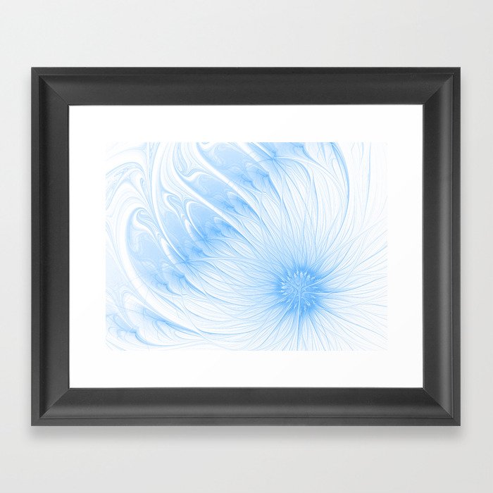 Blue White Flower Abstract Digital Painting Cute Floral Pattern