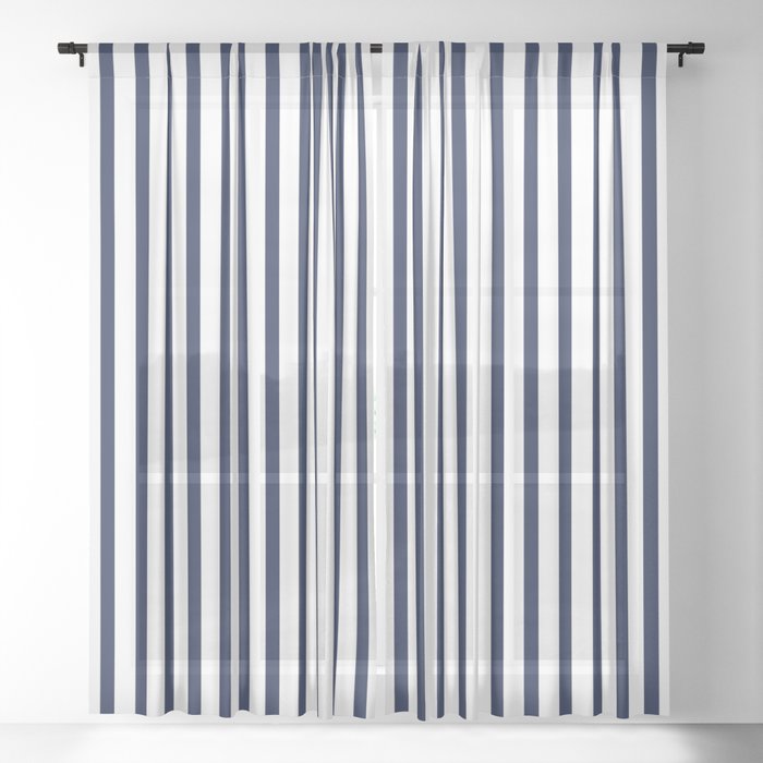 Navy Blue Breton Vertical Stripes Lines, Blue And White Striped Curtains