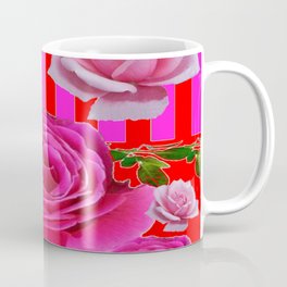 ASSORTED FUCHSIA PINK  GARDEN ROSES ABSTRACT ART Coffee Mug