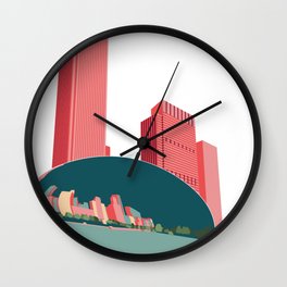 Chicago Sculpture Millennium Park Illustration Wall Clock