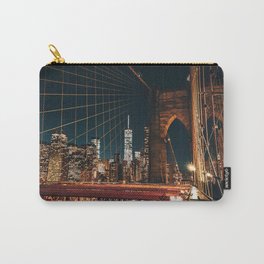 Brooklyn Bridge and Manhattan skyline in New York City at night Carry-All Pouch