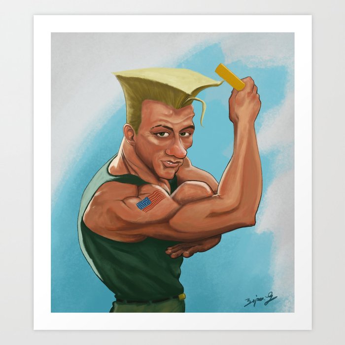 Jean Claude Van Guile Street Fighter Art Print By Bojangligorevic Society6