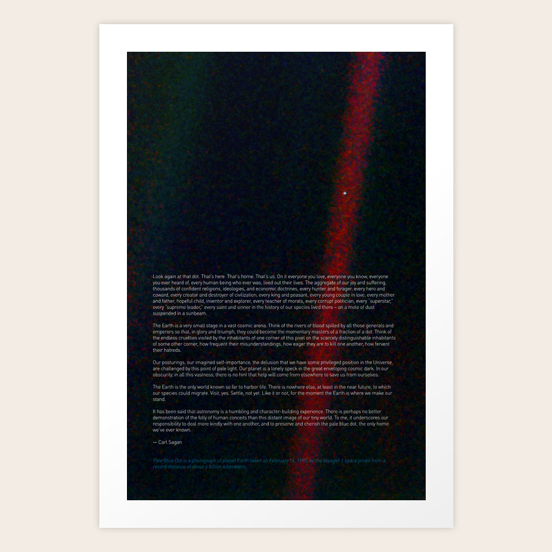 pale blue dot voyager 1 carl sagan quote art print by alexair