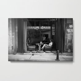 Morning coffee in a cafe - Black and white street photography Metal Print | Scene, Street, Photo, Urban, Back, Streetphotography, Black And White, Girls, Cafe, Curated 