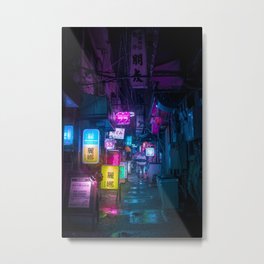 Cyberpunk city underground Metal Print | Neon, Street, Industrial, Blue, Japanese, Tokyo, Pink, Art, Japan, Scene 