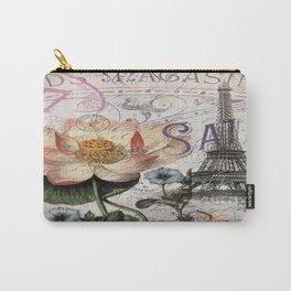 french scripts lotus floral vintage paris eiffel tower Carry-All Pouch