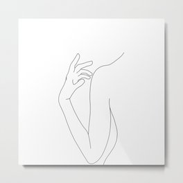 Line drawing figure illustration - Elsie Metal Print | Artwork, Body, Figure, Nude, Ink, Minimalist, Drawing, Blackandwhite, Minimal, Hands 