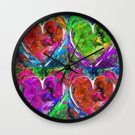 Colorful Pop Hearts Love Art By Sharon Cummings Wall Clock