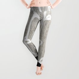 Scribble Mountain of Neutral Black White & Beige Abstract Minimalism Leggings