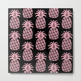 Retro Mid Century Modern Pineapple Pattern 541 Metal Print | Curated, Pattern, Tropical, Palmbeach, Midcenturymodern, Tiki, Pink, Pineapplepattern, Hollywoodregency, Retro 