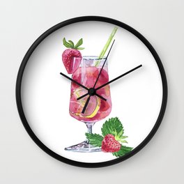  Fruit cocktails with berries and a straw. Wall Clock