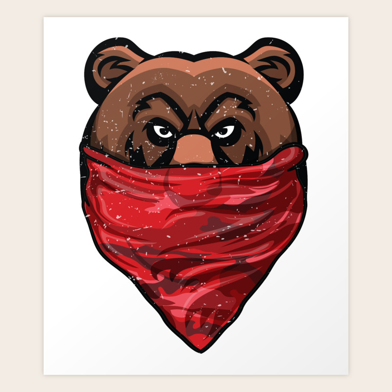 Bear Gangster Bear Wearing A Red Bandanna Pullover Art Print By Zippythread Society6