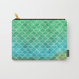 Mermaid scales aqua green gold Carry-All Pouch