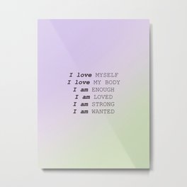 Affirmations | Positivity | Motivational  Metal Print | Words, Minimalist, Selfcare, Giftidea, Loveyourself, Mentalhealth, Text, Gradient, Typography, Selfacceptance 