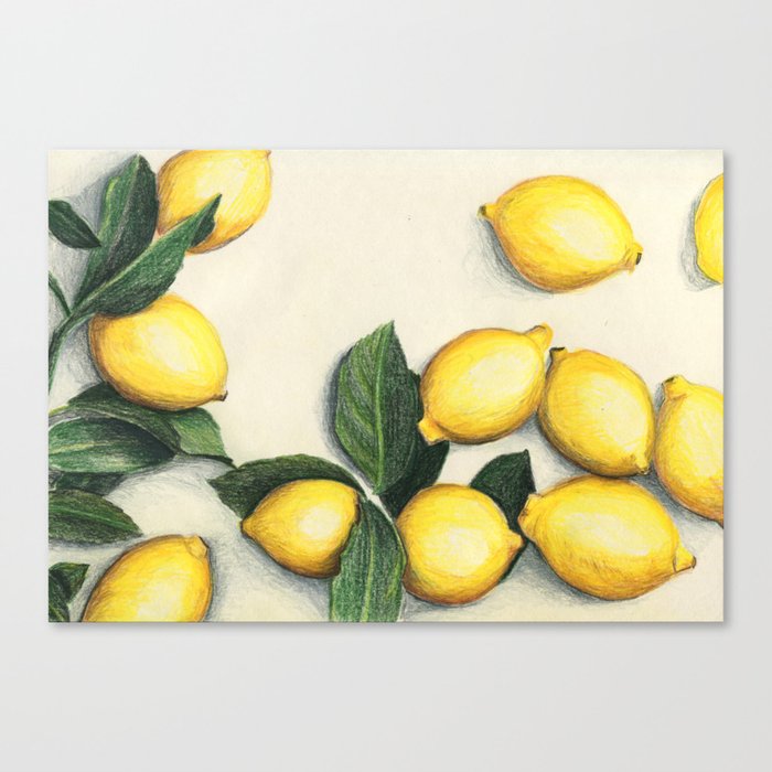 >Lemons Lemon Art Colored Pencil Art Fruit Decorations Canvas Print By Junepoppiesdesigns Society6