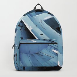 Blue Painted Rustic Wooden Fishing Boats Backpack
