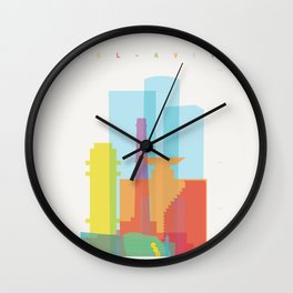 Shapes of Tel Aviv Wall Clock | Digital, Illustration, Vector, Architecture 