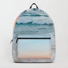 Aqua, Turquoise, Pink, Sunset Ocean Backpack