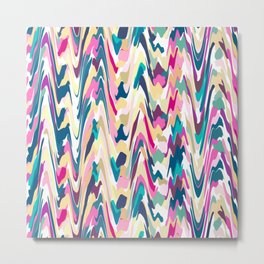 Colorful Wavy Painterly Abstract Design Metal Print