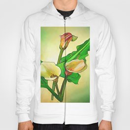 Outlined Calla Lilies Against A Green Ombre Background Hoody