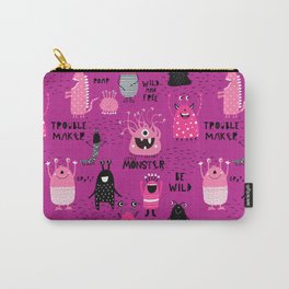 Cute Silly Monsters Pink Purple Pattern Carry-All Pouch