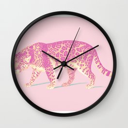 Pink Jaguar Painting Wall Clock