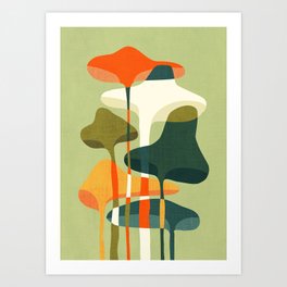 Little mushroom Kunstdrucke | Whimsical, Botanical, Biology, Expressionism, Colorful, Retro, Mushroom, Digital, Other, Abstract 
