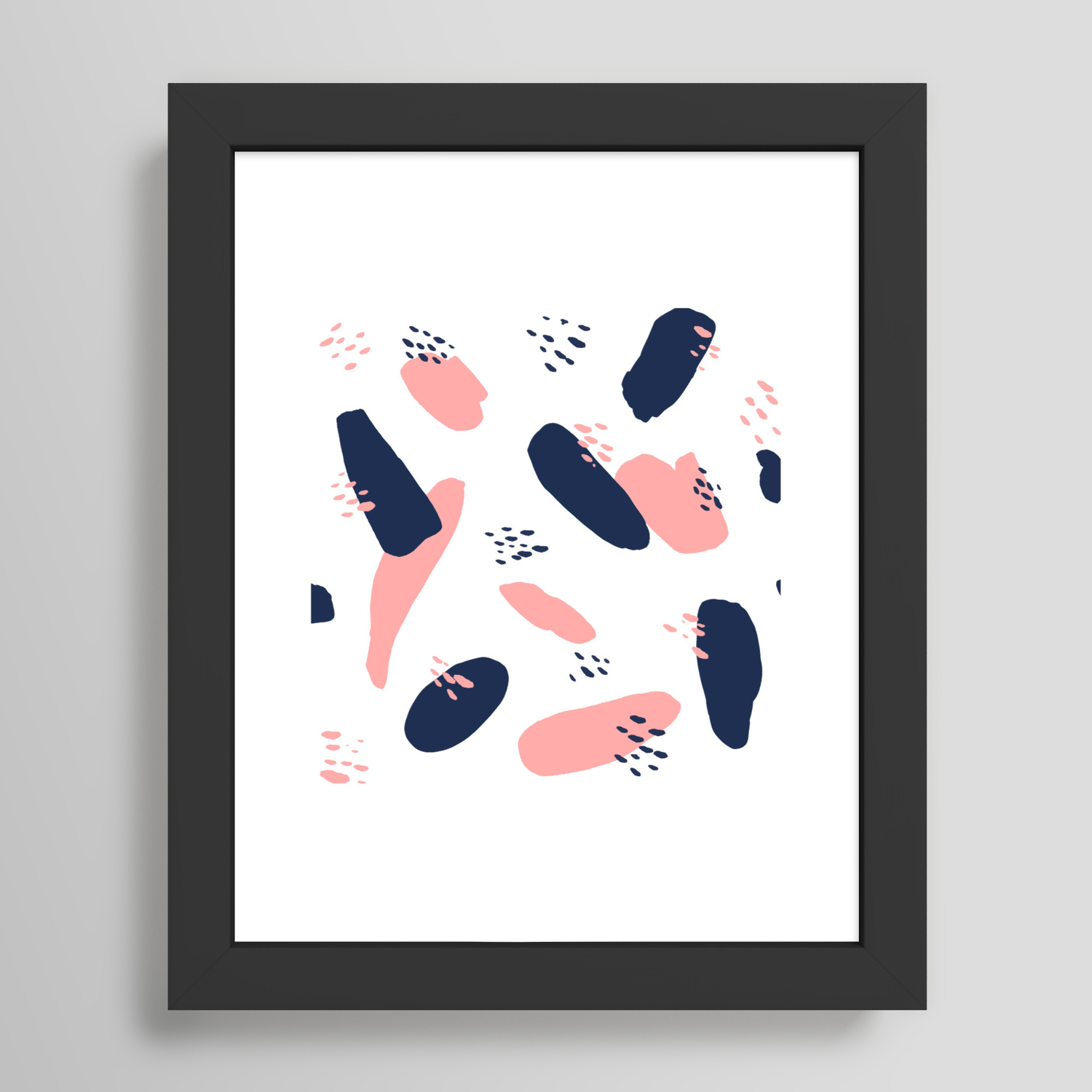 Society6 Modern Abstract Navy Blue Pastel Pink Geometric Paint Strokes with Hand Painted Dots by Girly Trend 