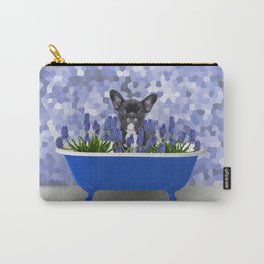 Bathtub with Grape Hyacinth and French bulldog #dog #society6 Carry-All Pouch