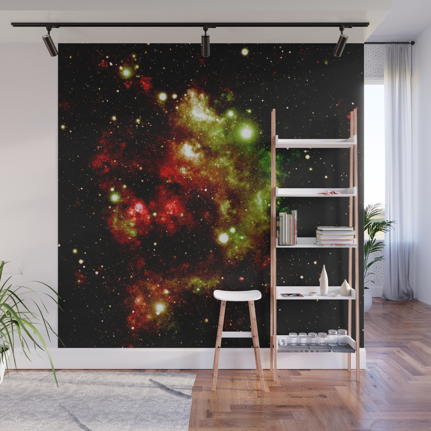 Galaxy Nebula Red Gold Green Wall Mural By Vintageby2sweet Society6