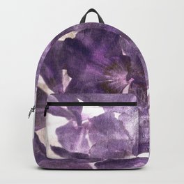 Purple geranium blossom flowers grunge texture close-up Backpack