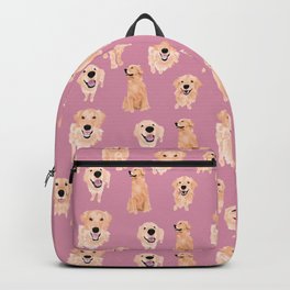 Golden Retrievers on Pink Backpack