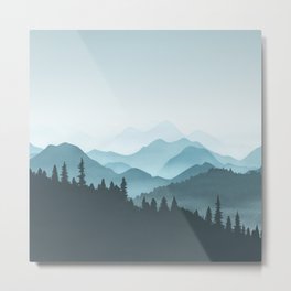 Teal Mountains Metal Print