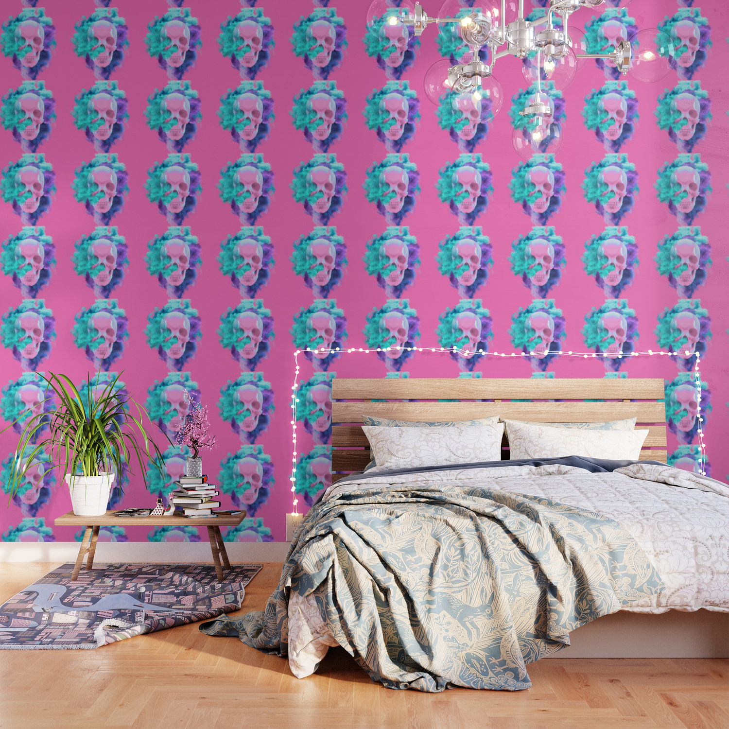 Colored Smoking Skull Wallpaper By Cafelab Society6