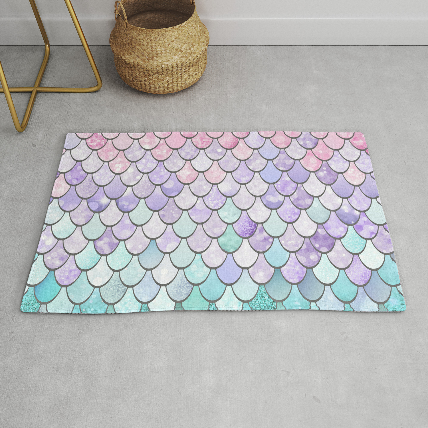 Mermaid Pastel Pink Purple Aqua Teal Rug By Meganmorrisart Society6