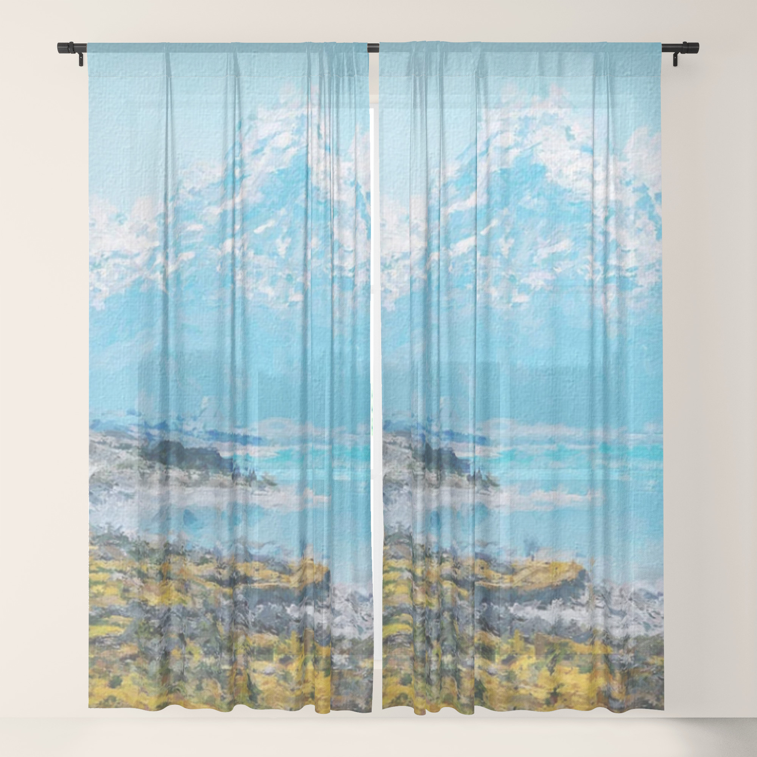 Mountain Scenery 1 Painted Sheer Curtain By Julianarw Society6