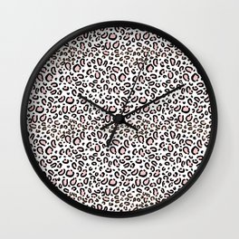 Leopard print rose quartz pantone color minimal animal print cute children pattern cheetah spots  Wall Clock