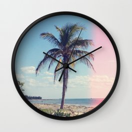 Palm Tree Light Leak Color Nature Photography Wall Clock