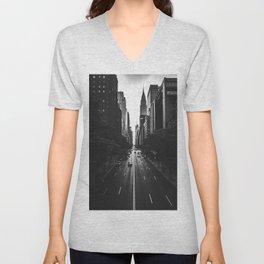 New York City (Black and White) V Neck T Shirt