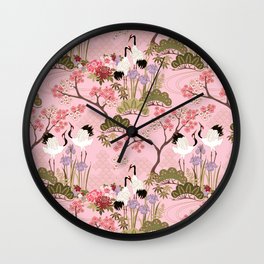 Japanese Garden in Pink Wall Clock