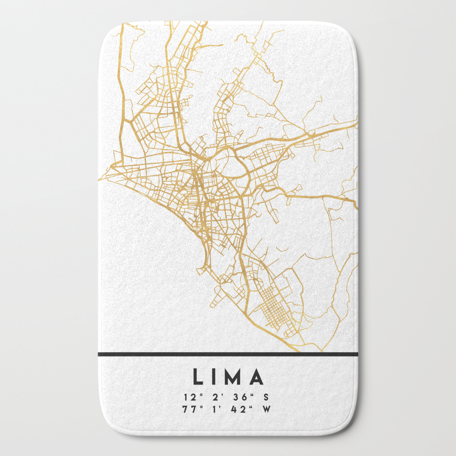 Lima Peru City Street Map Art Bath Mat By Deificusart Society6