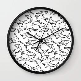 Shark Pattern White Wall Clock