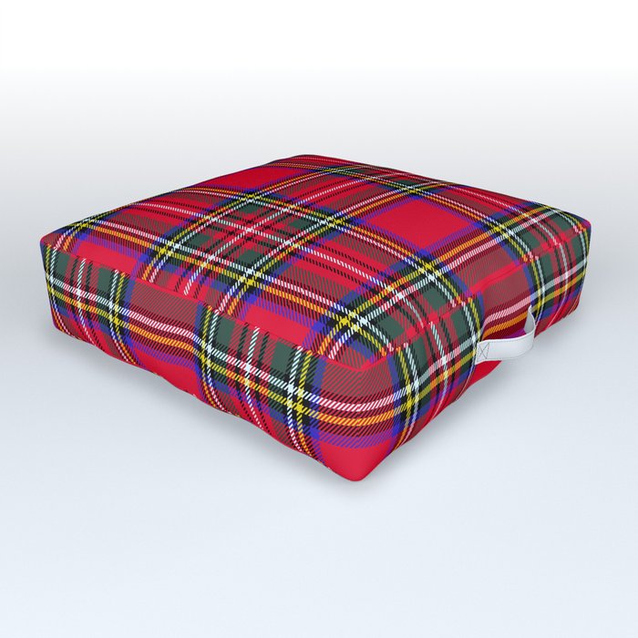 Red Plaid Christmas Scottish Tartan Outdoor Floor Cushion by