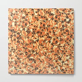 Mac & Cheese Pattern Metal Print | Macaroniandcheese, Orange, Elbow, Macandcheese, Pattern, Noodles, Food, Painting, Illustration 