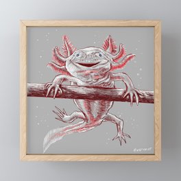 Axolotls Salamander Framed Mini Art Print