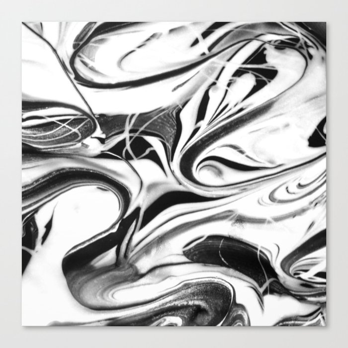 Black And White Swirl Abstract Black And White Swirly Paint Mix Texture Canvas Print By Printpix Society6