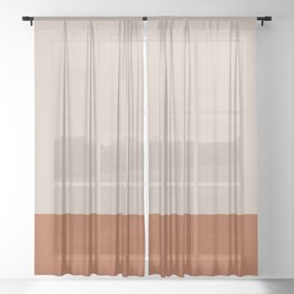 Minimalist Solid Color Block 1 in Putty and Clay Sheer Curtain