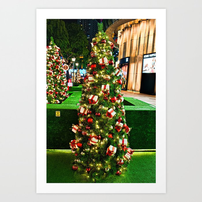 christmas tree red and gold ribbon