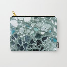 Icy Blue Mirror and Glass Mosaic Carry-All Pouch